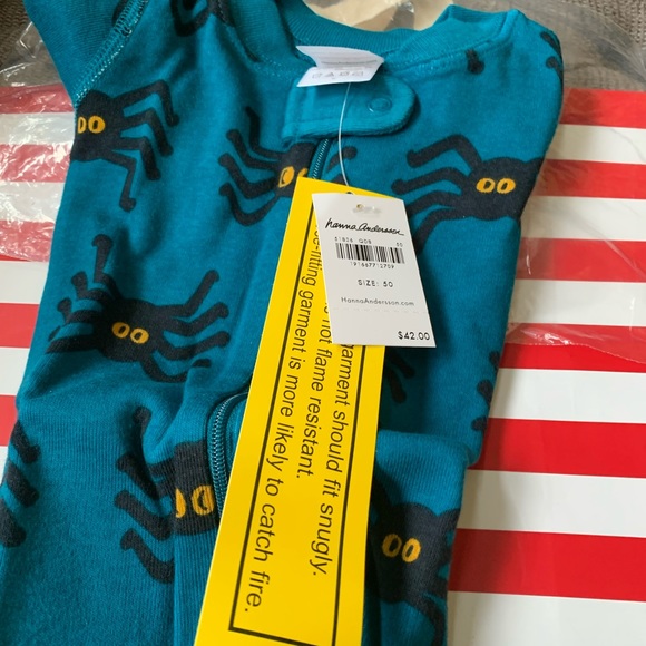 NWT HALLOWEEN KIDS HANNA ANDERSON ZIP UP SLEEPER “BLUE SPIDERS” SIZE 0-3 - Picture 15 of 15